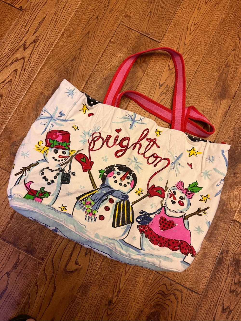 Brighton Snowman Holiday Canvas Tote great condition Smoke pet free home